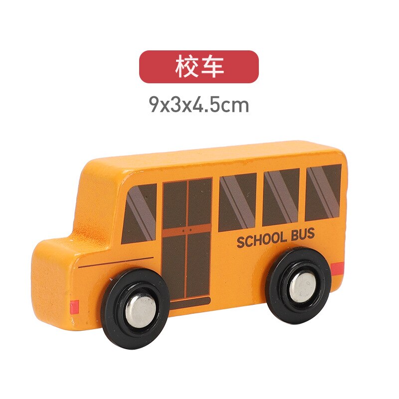 Children&#39;s Toy car magnetic wooden scene car fire truck car ambulance compatible wooden BR train children&#39;s toys W2: school bus