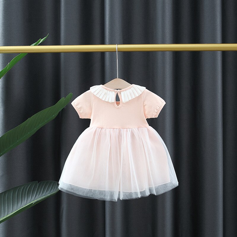 Babzapleume abiti estivi per bambini abiti da principessa per neonato a maniche corte in cotone a rete carino abiti per neonate 157