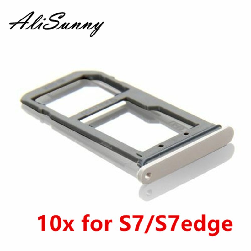 AliSunny-soporte para bandeja de tarjeta SIM para SamSung Galaxy S7 G930F S7Edge G935F, piezas de repuesto de adaptador Dual único, 10 Uds.