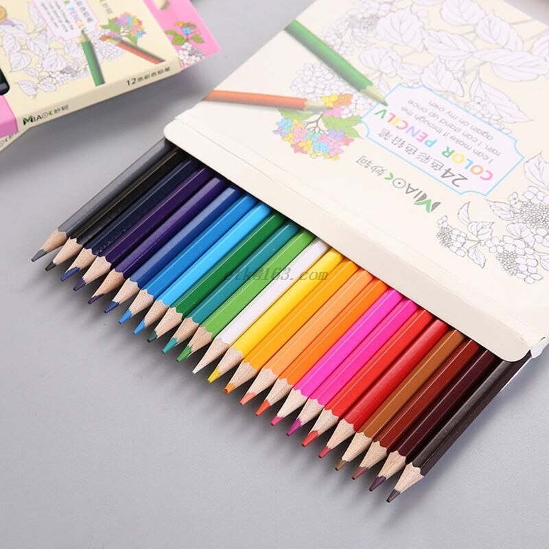 Lápices de colores de madera Natural para dibujo, suministros de bocetos para artista, oficina y escuela, 12/24 unidades