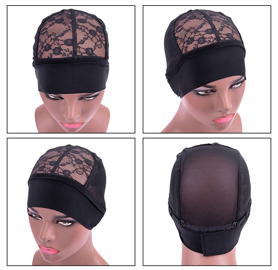 Leeons Headband Wig Cap For Making Wigs Weaving Cap With Lace Black Headband Wig Cap With Adjustable Velcro Wig Elastic Band Cap