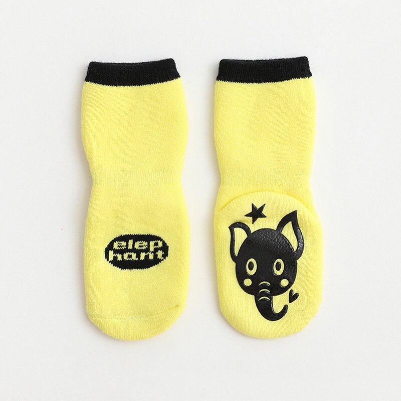 Rutschfeste baumwollsocken für babys und kleinkinder, frottee-socken mit Karikatur-tieren, kindersocken: Gelb / 10cm für 0-1 jahre