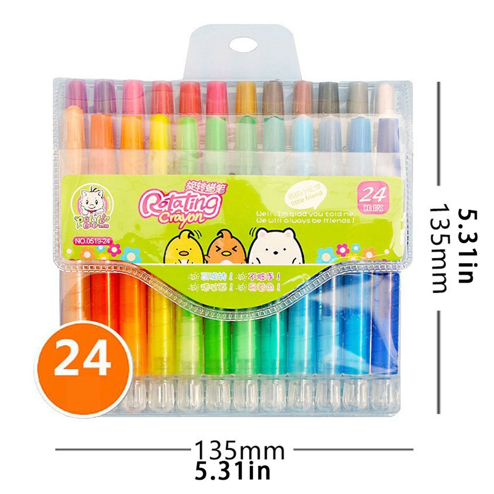 Children's Rotating Crayons Cartoon 18 Colors 12 Colors 24 Colors Oil Pastel Painting Pen Crayons for Kids