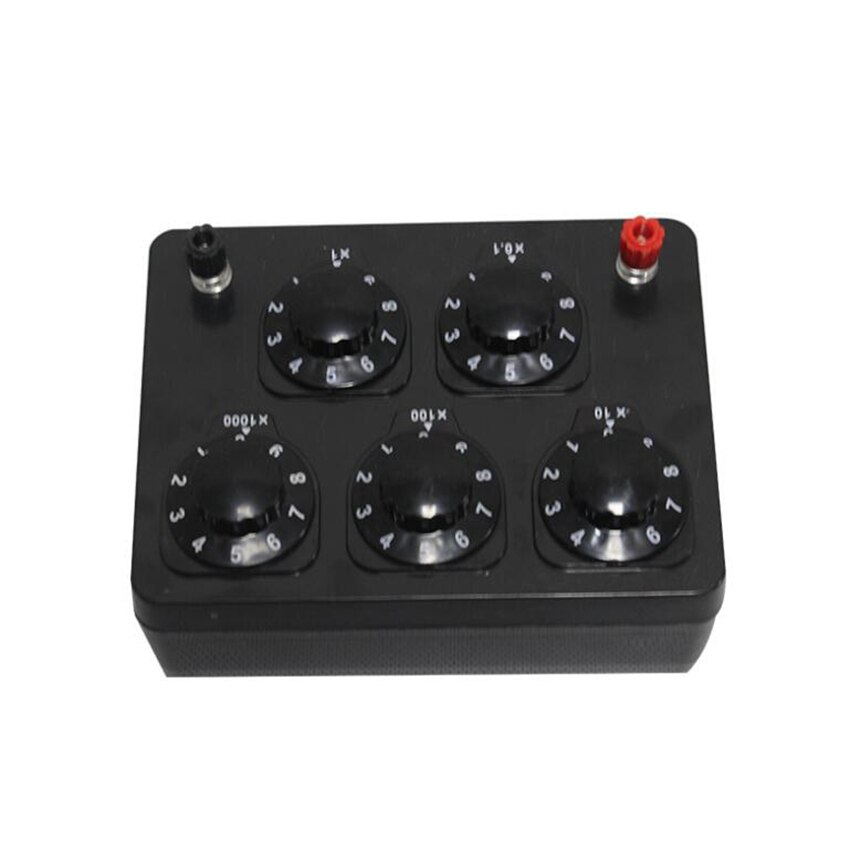 Caja de resistencia Variable de 0-9999 Ohm caja de sustitución de resistencia Reóstato para experimentos de física de cinco velocidades para enseñanza en laboratorio