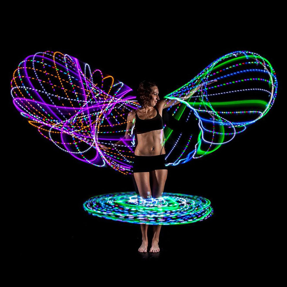 Led colorful fitness circle performing arts belly fat loss light fitness crossfit foldable sports hoop gym fitness equipment