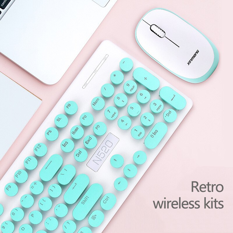 Juego de teclado y ratón inalámbricos N520, conjunto de teclado y ratón punk con sensación de mano mecánica, chica de negocios de oficina