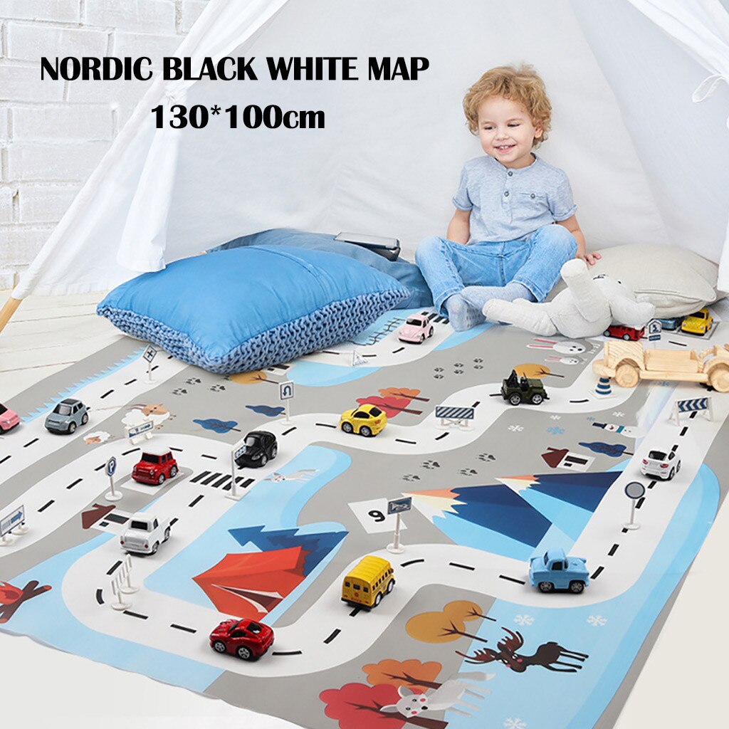 Kids Play Mat City Road Buildings Parking Map Game Scene Map Educational Toys Parent-child Interactive Educational Toys