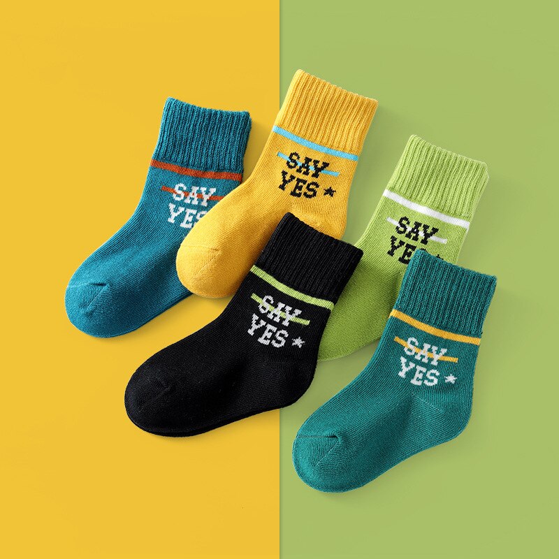 Chaussettes courtes en coton pour enfants de 1 à 12 ans, 5 pièces, chaussettes respirantes avec cœur pour garçons et filles, collection automne et hiver