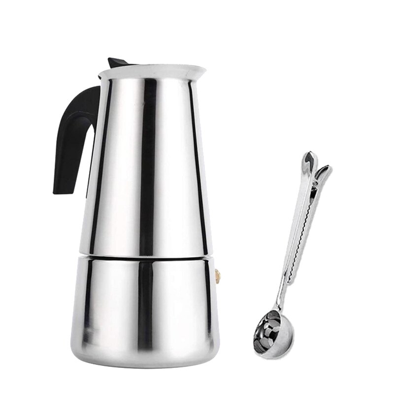 Clear Plastic Moka Pot - 6 Cup Stovetop Espresso Maker, Stainless Steel Base