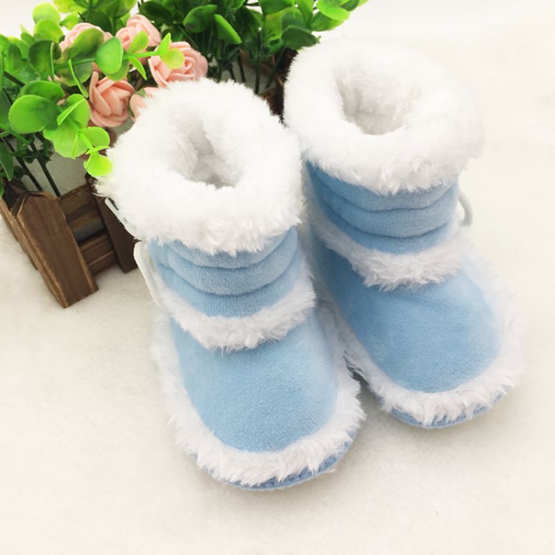 Botas de nieve infantil para niñas de 0 a 18 meses, zapatos con cordones, botas antideslizantes: Azul cielo / 3