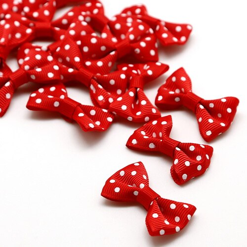 Mini lazo de cinta de satén hecho a mano para manualidades, decoración de pajarita y horquillas para niños, 4x2,5 cm, 25 unids/lote: Red