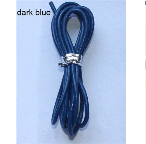 10 metri/lotto Dia 2mm Rotondo 100% Genuino Cavo di Cuoio per Gioielli FAI DA TE Fare Braccialetto Della Collana Del Cavo Accessori F593: dark blue