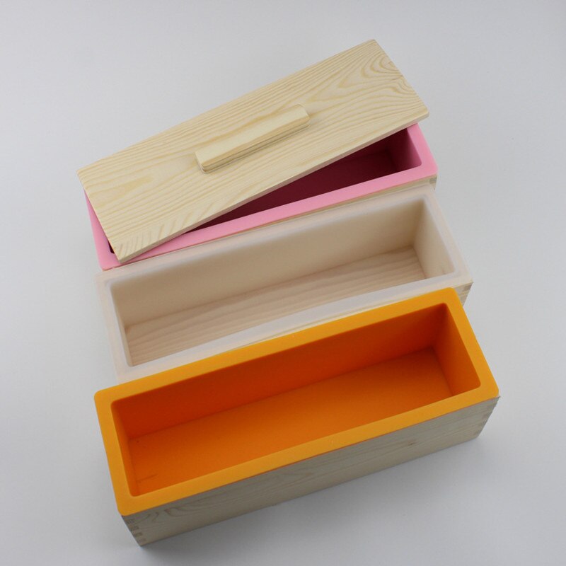 Handmade Soap Tool Set Silicone Wooden Soap Mould Rectangular with Cover Stainless Steel cutters Soap Cutting Box