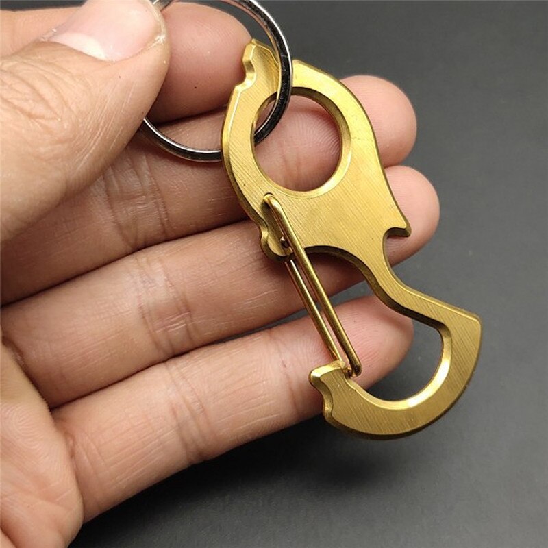 Stainless Steel Mountaineering Key Buckle Key Chain Car Key Ring Carabiner Clip Bottle Opener Tool Camping Climbing accessories: Gold