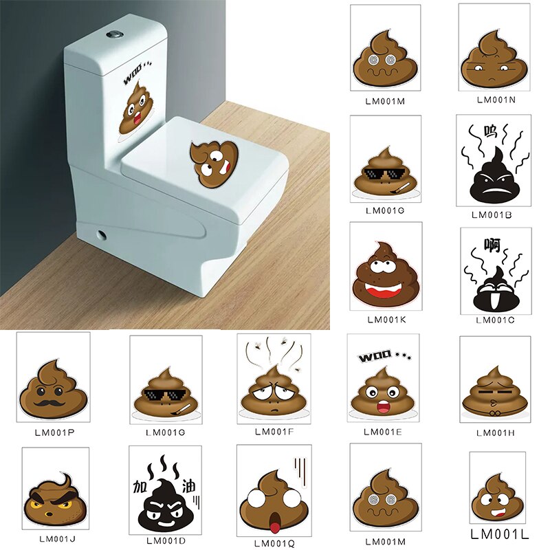 Cute Funny Poop Silhouette Toilet Stool Sticker For Bathroom Toilet Decor Removable Waterproof Wallpaper Wall Decals Home Decor