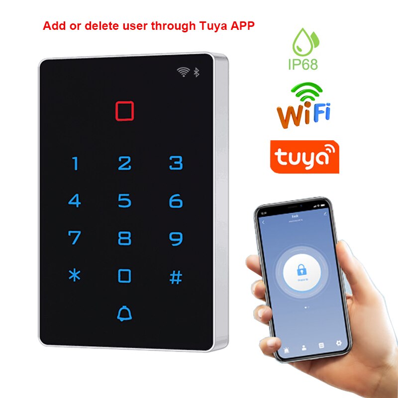 WIFI Tuya Add Delete User Waterproof Smart RFID Card Access Control System Standalone Keypad Door Entry Access Controller