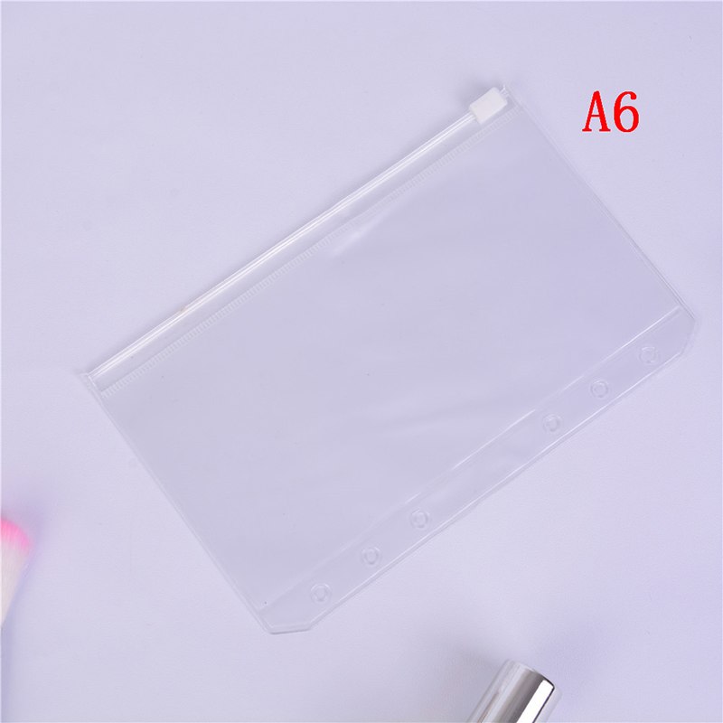 Soporte de archivo A5/A6/A7 bolsa de hoja suelta de PVC transparente estándar con producto de archivo de cremallera de estilo propio: A6