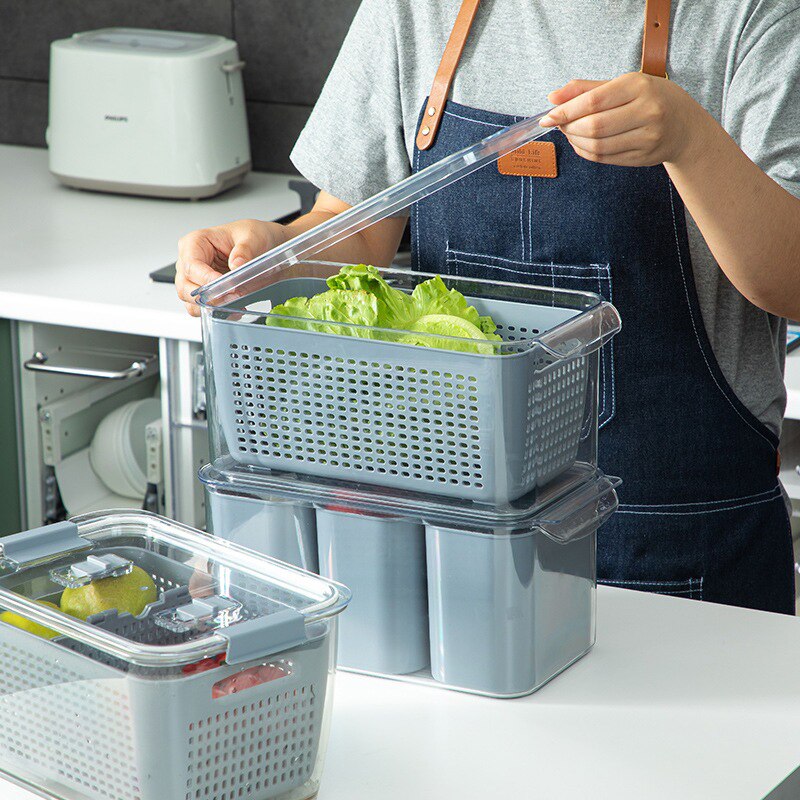 Fresh Produce Storage Containers Fridge Drip Basket Produce Saver Refrigerator Storage Basket Set Fresh Vegetable Fruit