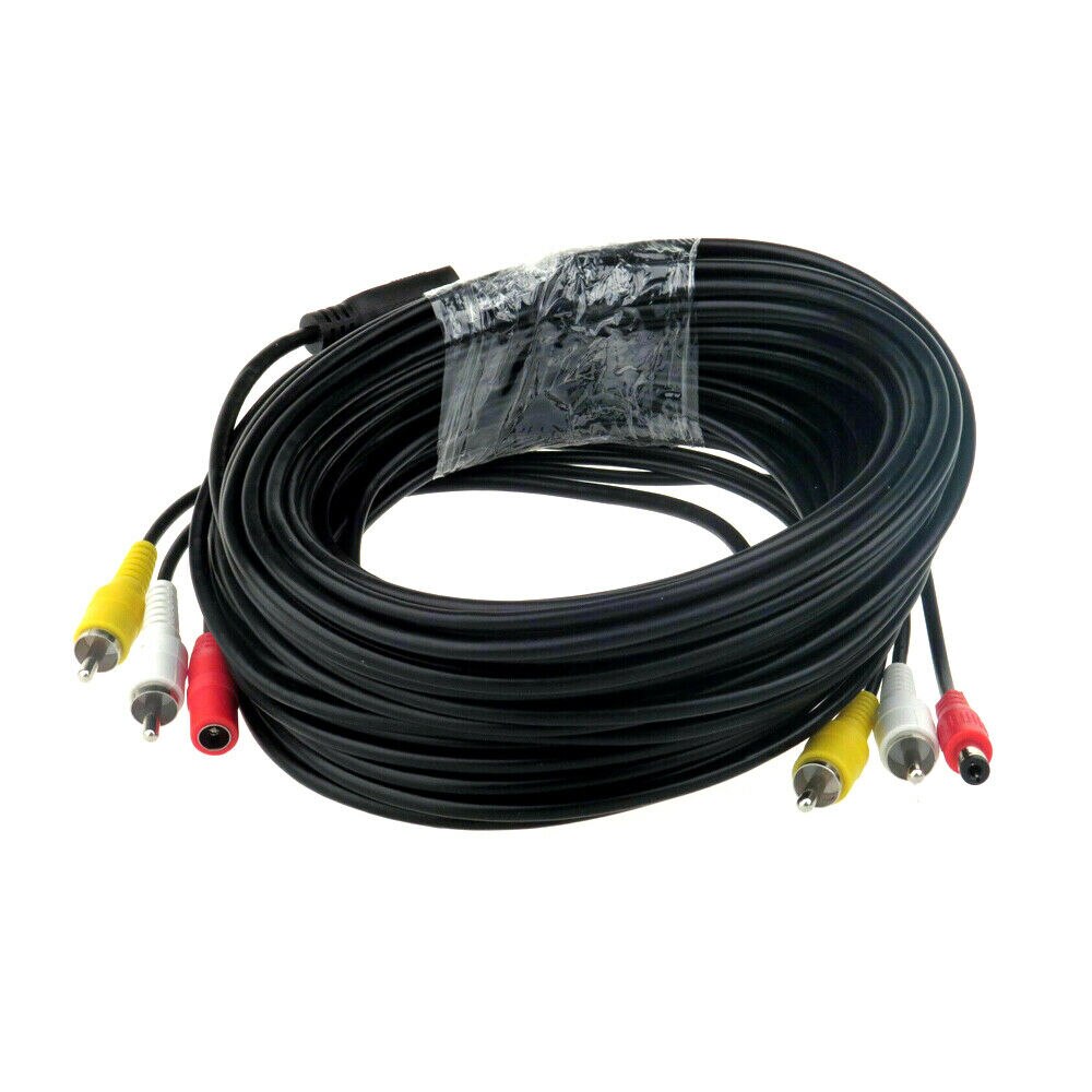 CCTV Camera Extension Cable RCA Audio Video Phono Power Supply Lead 5m Up to 15m