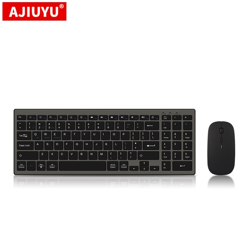 AJIUYU Bluetooth Tastatur Für Apple iMac Mac Laptop MacBook Air Pro Notebook iPad Tablet 2,4G Drahtlose Tastatur Digitale schlüssel: Black Mouse