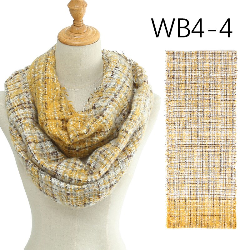 hiver écharpe femmes tricot cachemire Snood anneau cou foulards boucle femelle Bandana épais col écharpes: WB4-4 Yellow