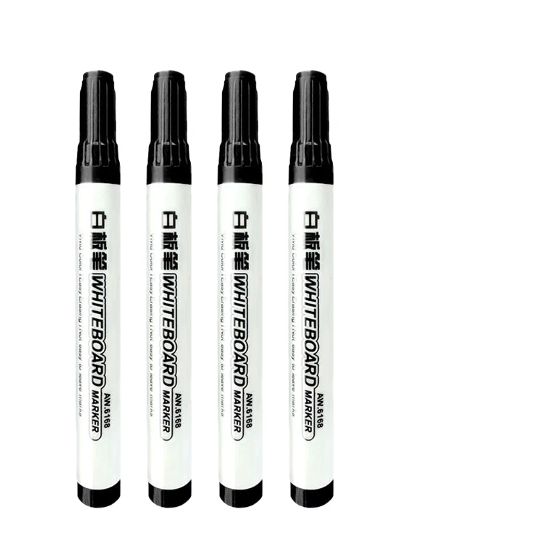 4/8 stuks zwarte uitwisbare whiteboard-pen, rood blauw af te vegen grote koppen, glazen notitiepen met grote capaciteit, whiteboard-markeerstift: WHITE