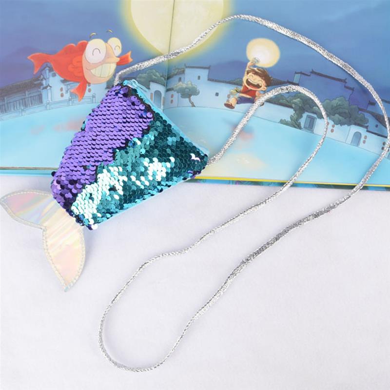 Pailletten Mermaid Staart Portemonnee Kids Mermaid Staart Vorm Pailletten Mini Schoudertas Rits Portemonnee kinderen tas