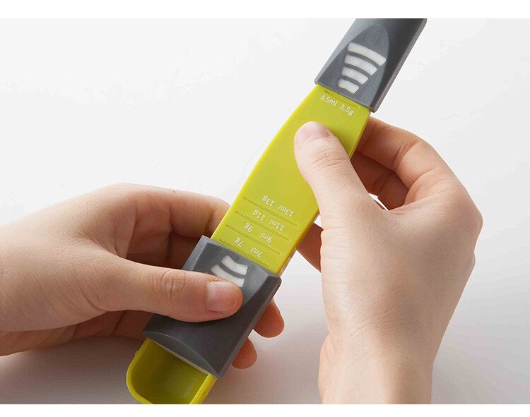 Taza medidora de doble extremo, ocho puestos, cucharas medidoras de escala ajustable, herramienta de medición, cuchara para cocción, accesorios de cocina, QA 098, 1 ud.