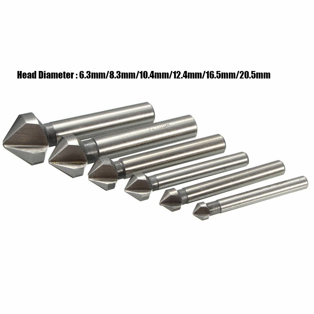 Outil de coupe de chanfrein à trois bords, métaux durs, poignée ronde, outils électriques à main, seau, foret d'évier, 6.3mm, 8.3mm, 10.4mm, 12.4mm, 16.5mm, 20.5mm