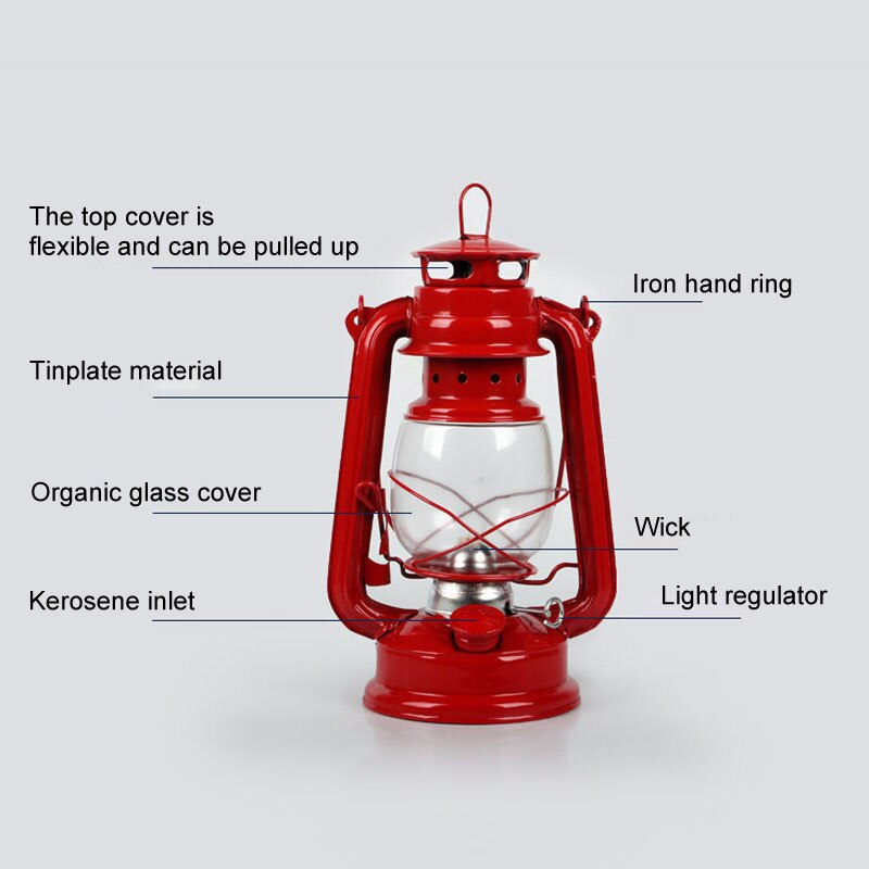 Newly Retro Classic Kerosene Lamp 4 Colors Kerosene Lanterns Wick Portable Lights Adornment XSD88