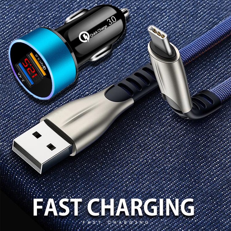 QC 3,0 cargador de coche rápido para Huawei P Smart Honor 10X 9X Lite OPPO verdadero yo 7 6 X7 7i F17 Pro teléfono móvil cargador de Cable USB