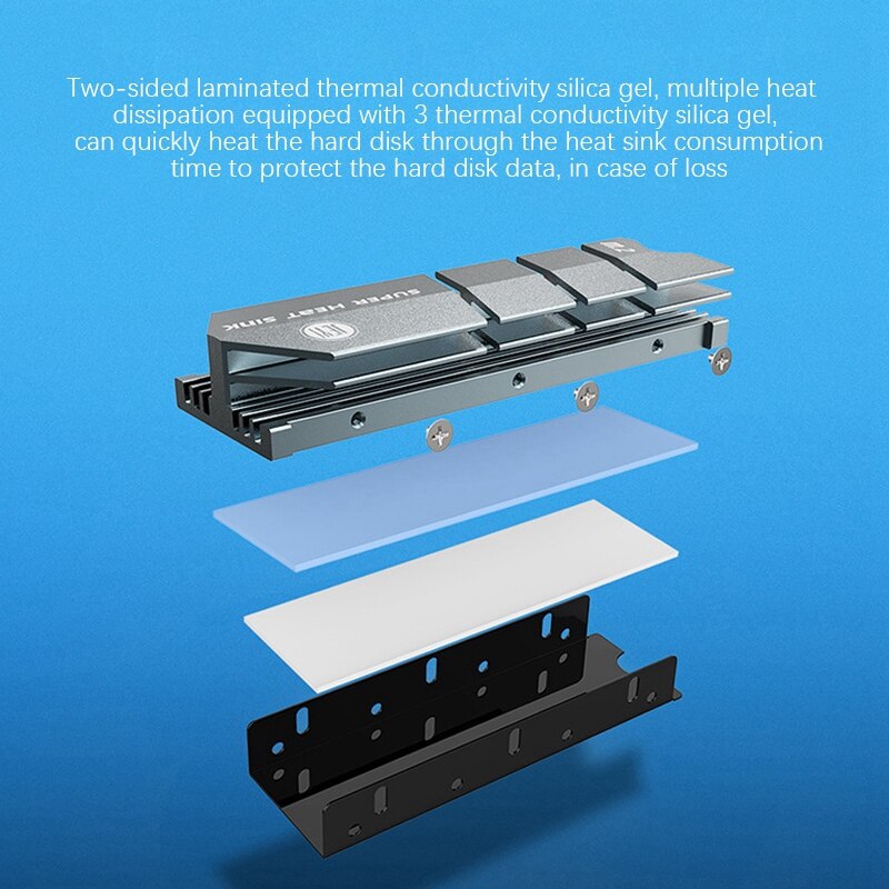 JEYI-disipador de calor M.2 Ssd Nvme Ngff, disipador de calor de aluminio con almohadilla térmica para disco duro M2 2280 Ssd, Pc de escritorio