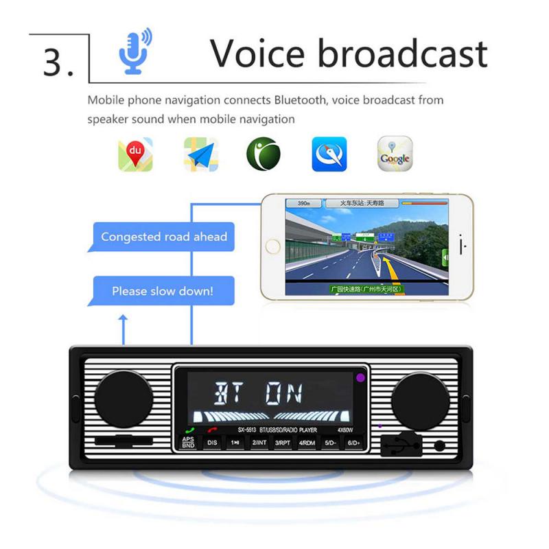 Nos Vintage coche Radio Bluetooth MP3 jugador estéreo USB/AUX clásico de Audio estéreo FM MP3 / WMA / WAV DC 12V coche accesorios