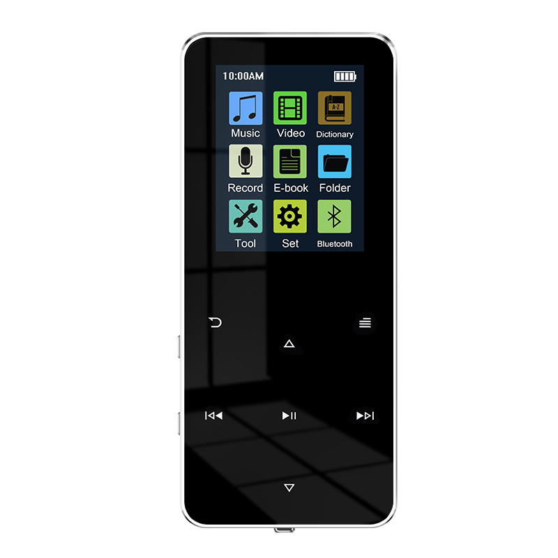 Lettore MP4 Lettore musicale MP3 MP4 in metallo da 2.0 pollici Scheda di supporto HiFi Bluetooth 5.0 Altoparlante incorporato con sveglia FM Lettore di e-book