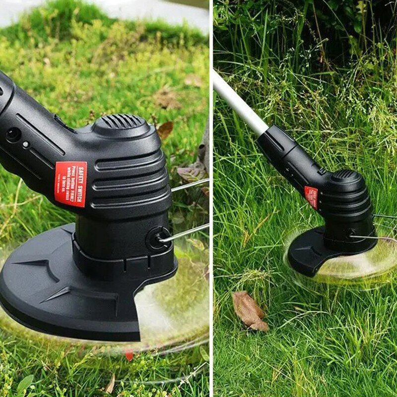 Lawn Mower Electric Grass Trimmer with 2 Batteries Wireless Cordless Lawn Mower Length Adjustable Garden Pruning Cutter Tool