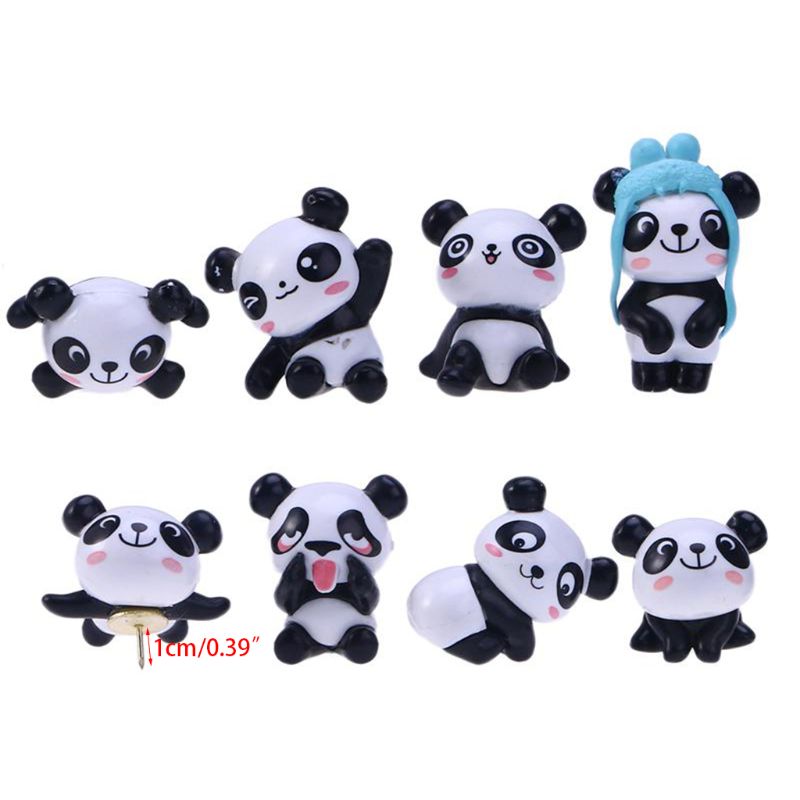 Panda form häftstift söt tecknad teckning nål trycknålar för kartor kalender 8 st