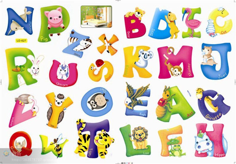 A-Z Alphabet Animals Removable Wall Sticker Decals... – Grandado