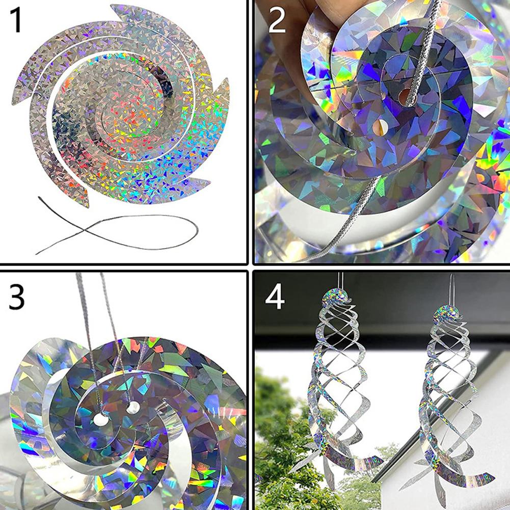 1pc Rotating Reflective Rod Bird Repeller Protection Scare Tool Bird Repellent Tape Reflective Anti Bird Scare 3 Color