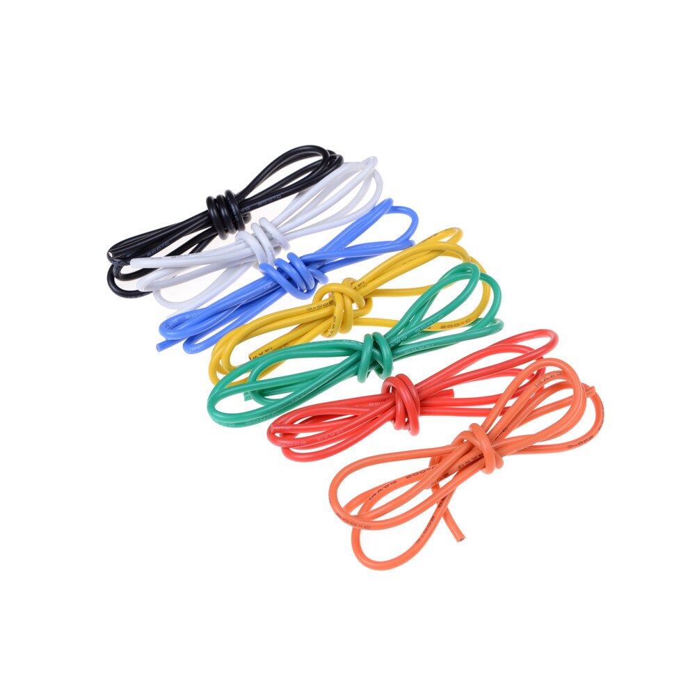 1M Gauge 14 AWG Silicone Rubber Wire Cable Flexible 7 Colors