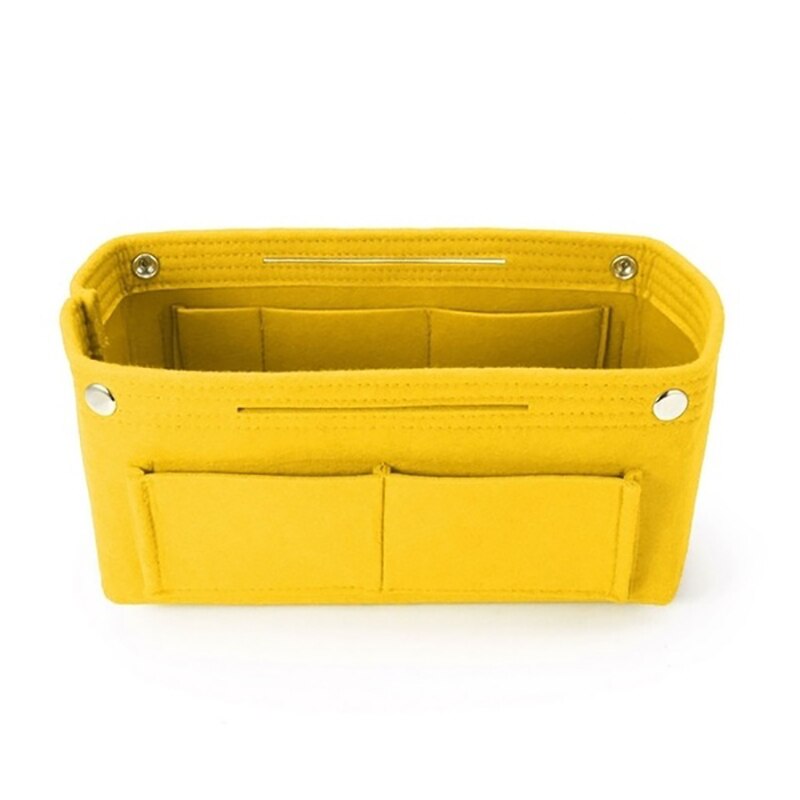 Felt Tote Handbag Purse Cosmetic Storage Makeup Bag Pocketbook Organizer Insert Divider: Yellow