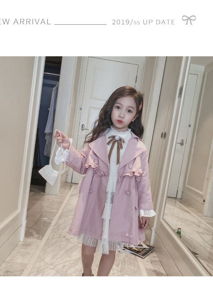 Mode Tiener Meisjes Windjack Meisje Roze Jas Dubbele Borst Jassen Voor Jassen Kinderen Blauwe Jas Kids Outfits Trenchcoat