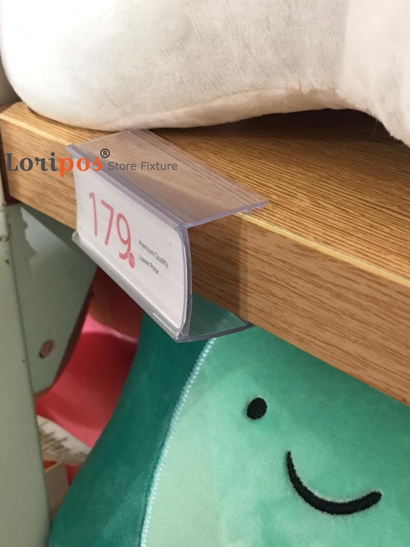 6cm x 2.25cm glas træ hylde kant greb strimmel hylde montering data strimmel pris taler hylde top label holder tegn display klip