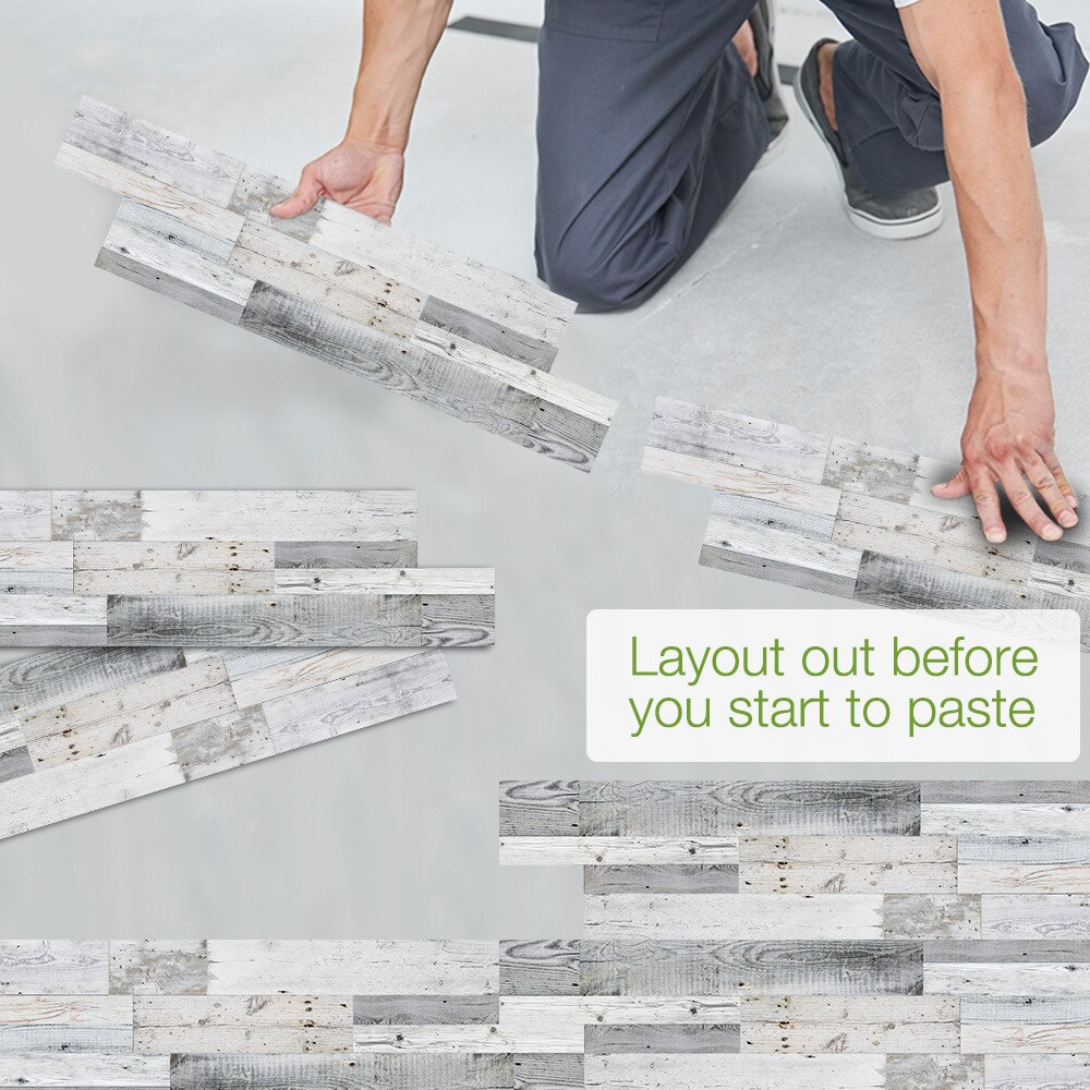 14Pcs/1㎡ White Wood Grain Tile Kitchen Self-adhesive Wall Floor Decor Stickers Bathroom Home DIY Tile Sticker