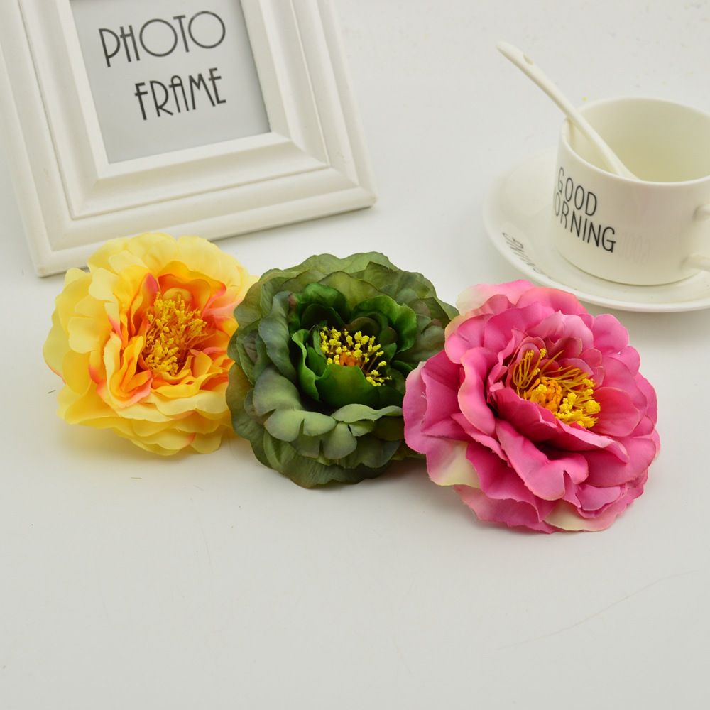 100pcs artificial flower heads silk peony wedding home decoration for make door wreath flower wall diy Stamens for handicrafts