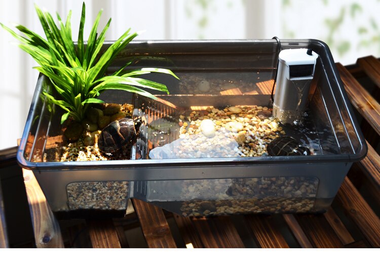 Turtle Cylinder with Drying Platform Extra Large Villa Amphibious Tank Household Brazilian Tortoise Turtle Special Cylinder