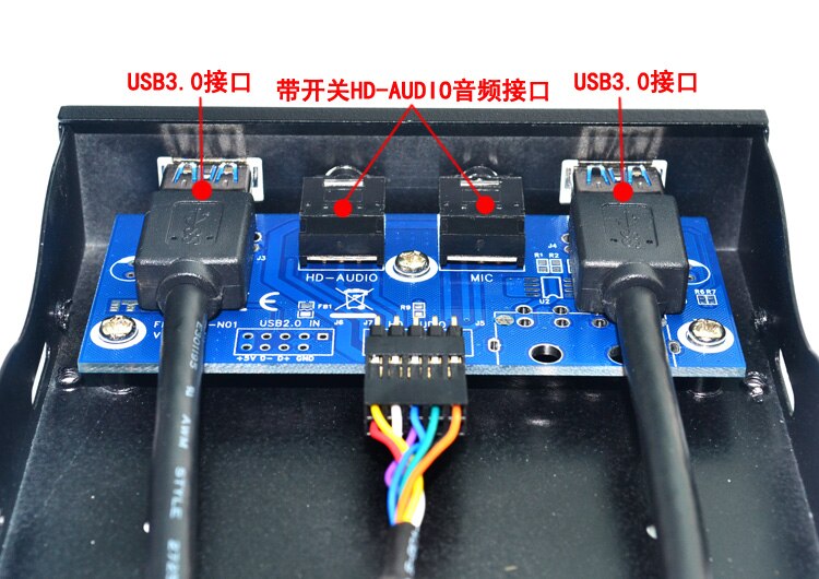 SP 3.5 "2 Porte USB 3.0 Hub con Uscita Audio HD + Mic Adattatore del Connettore, 20Pin Interno Da 3.5 Pollici Floppy Pannello Frontale Staffa