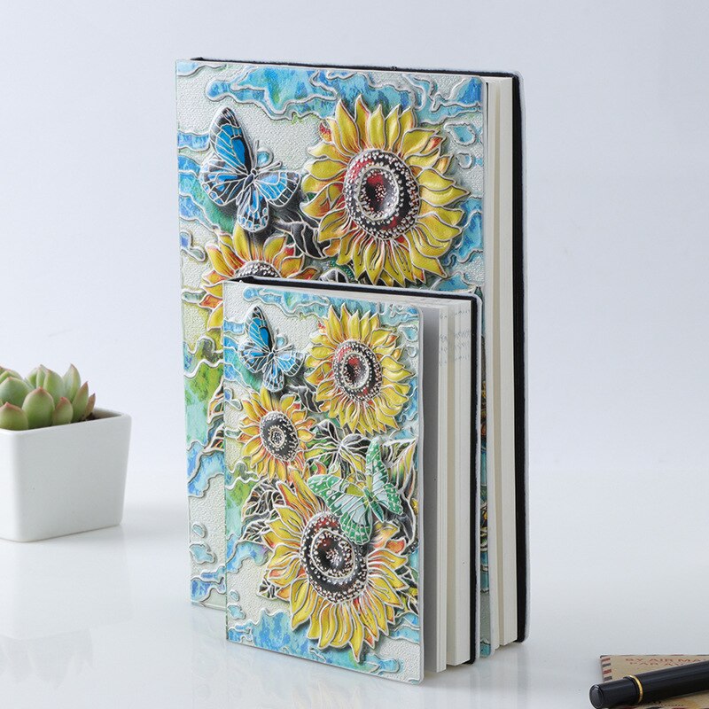 Anaglyph-Cuaderno de girasol dorado, planificador Retro, libro de bronce, suministros escolares, cultura de oficina y educación: A5 Colours