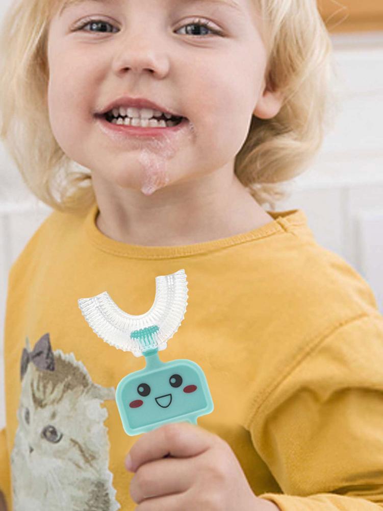 Spazzolino da denti per bambini a forma di U spazzolino da denti per bambini arrotondato morbido sicuro 360 pulizia dei denti orali spazzolino da denti per bambini manuale innovativo Tra