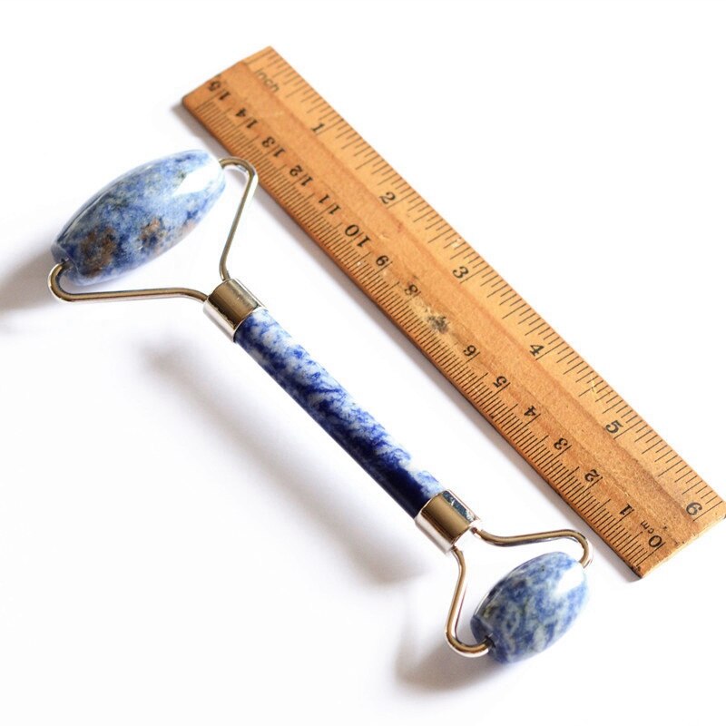 Natural Blue Point Stone Facial Rollers Double Head Removal Wrinkle Facial Neck Beauty Massager Beauty Tools Roller