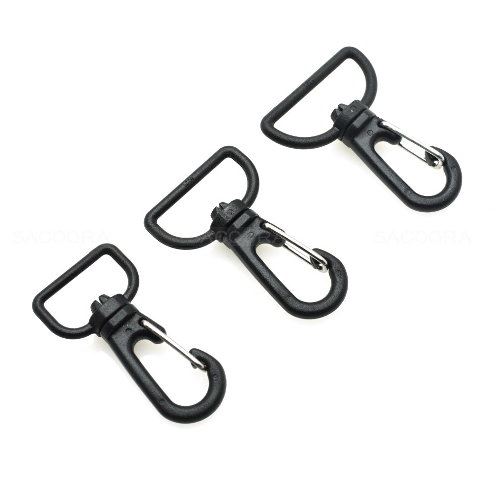 10pcs Plastic Swivel Snap Hook For Weave Paracord Lanyard Buckles Backpack Straps Webbing 15mm 20mm 25mm Black
